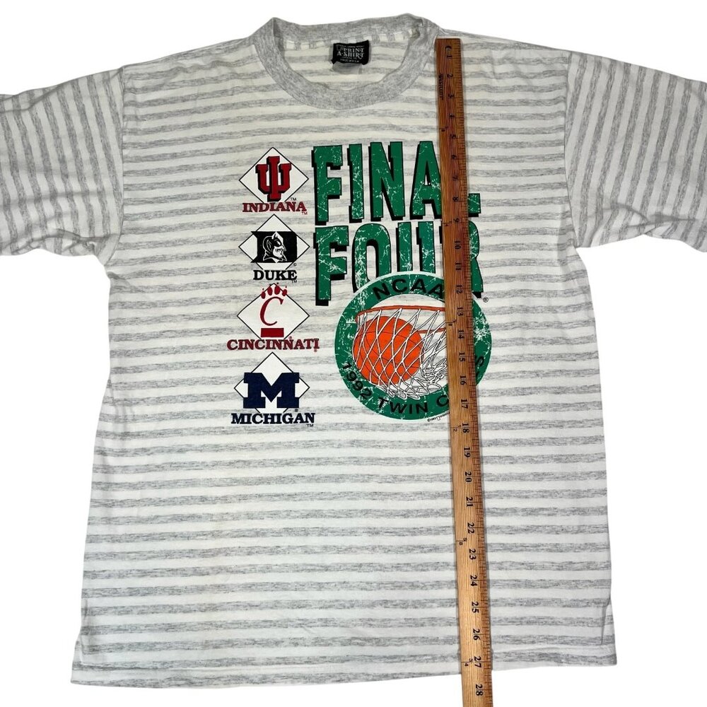 Vintage Print A-Shirt 1992 NCAA Final Four Win Cities Striped T-Shirt Size XL - Picture 11 of 11